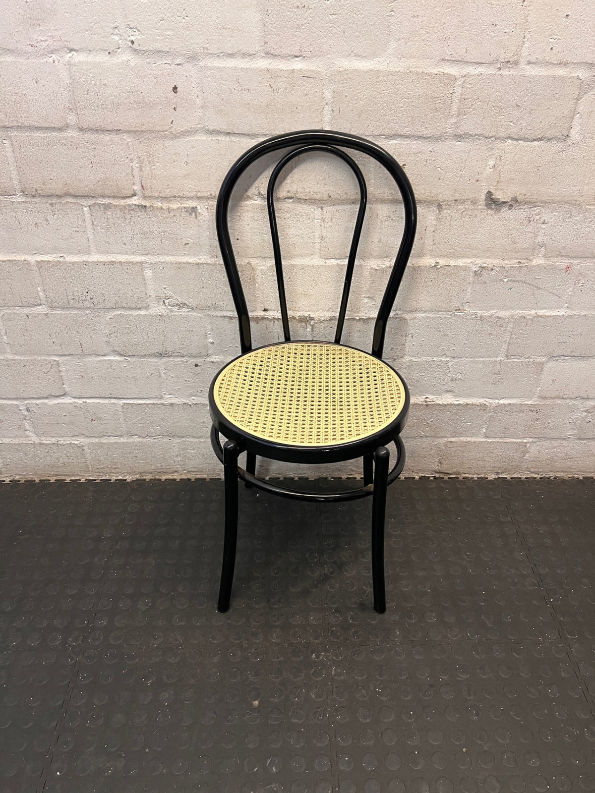 Black Bentwood Style Dining Chair with Woven Seat – main front view