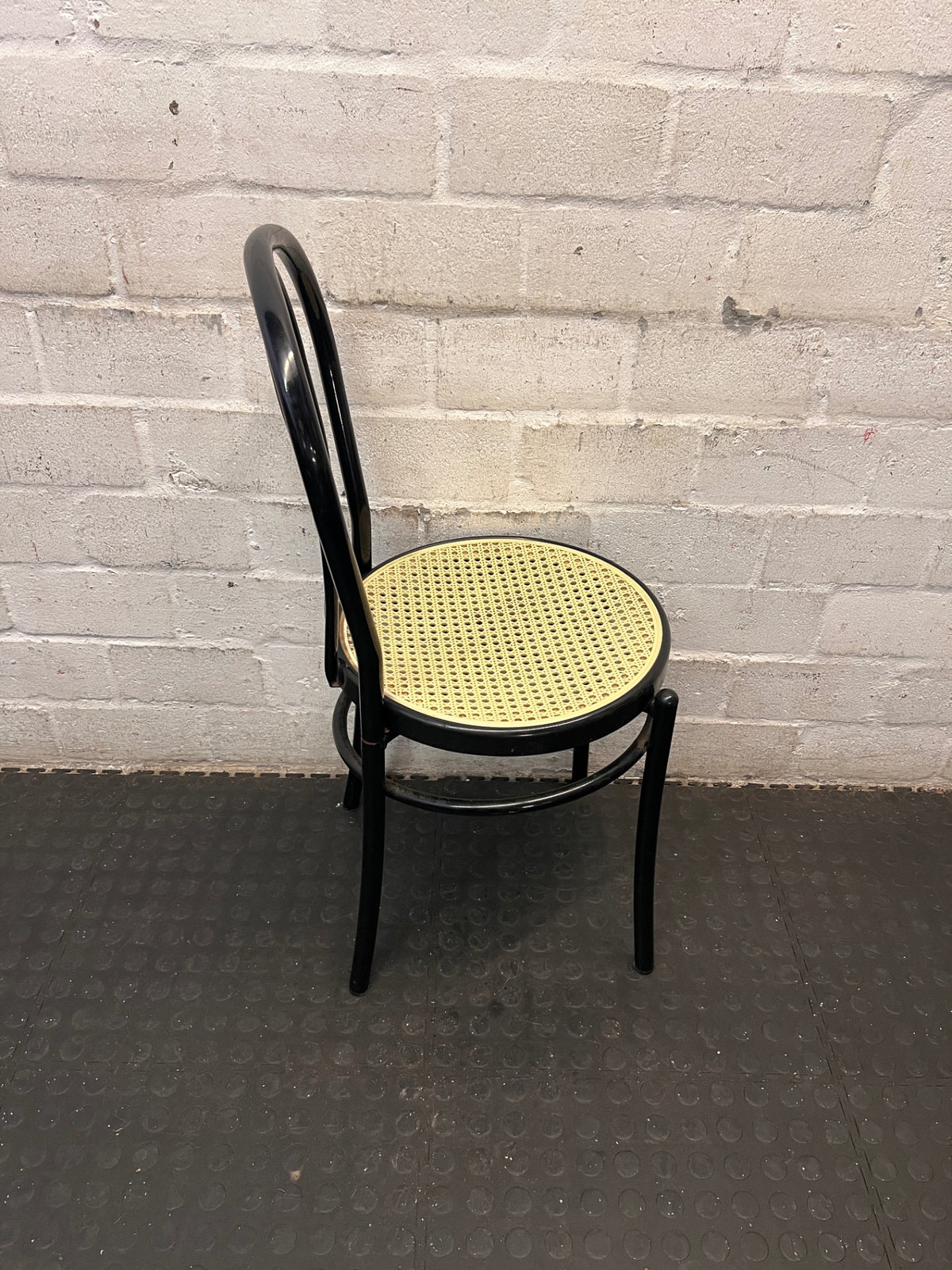 Black Bentwood Style Dining Chair with Woven Seat – top view