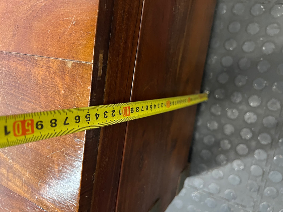 Solid Wood Storage Chest Coffee Table with Brass Detail — Broken Legs and Overall Damage – height measurement