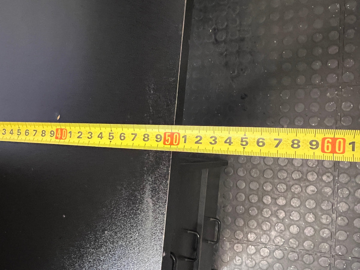 Black Office Desk with Integrated Hutch and Drawers — Damaged Desk Unit – depth measurement