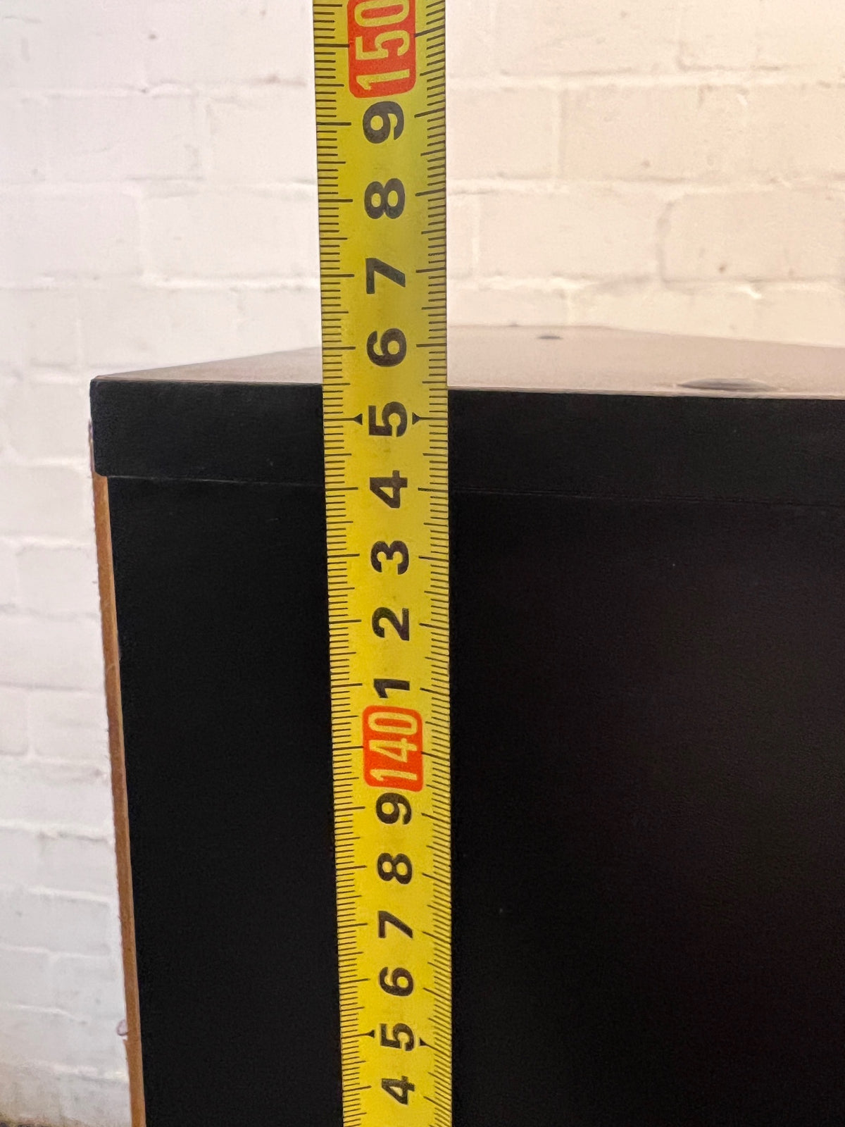 Black Office Desk with Integrated Hutch and Drawers — Damaged Desk Unit – height measurement