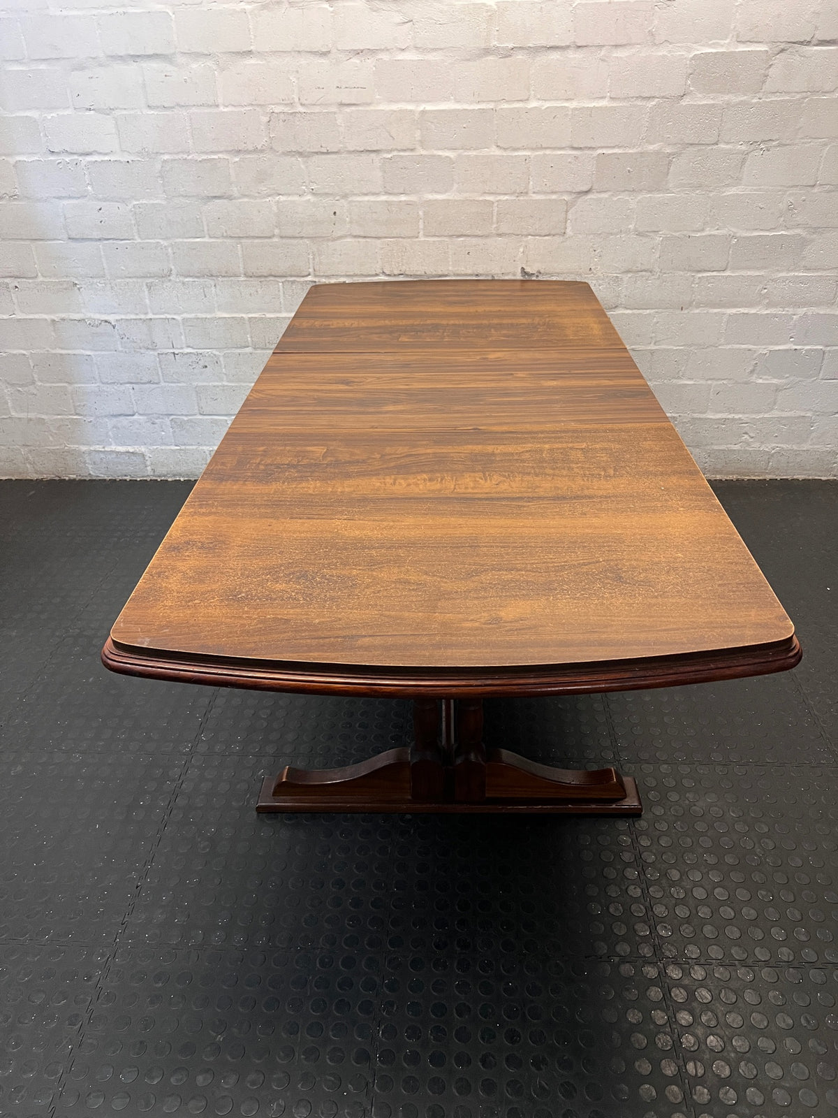 Dark Wood Trestle Dining Table – condition detail