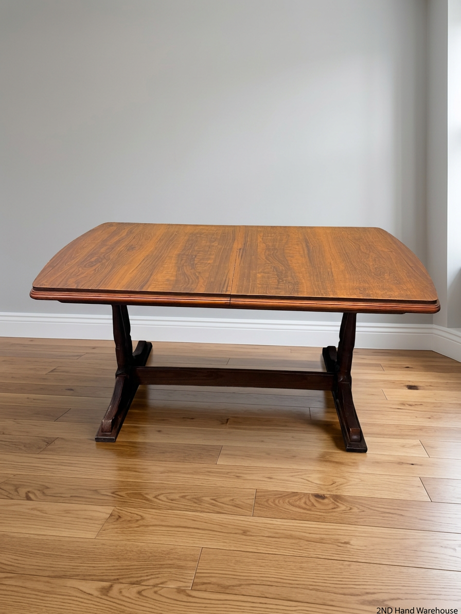 Dark Wood Trestle Dining Table – styled product image