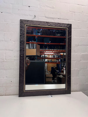 Large Dark Brown Textured Wall Mirror with Gold Trim – condition detail