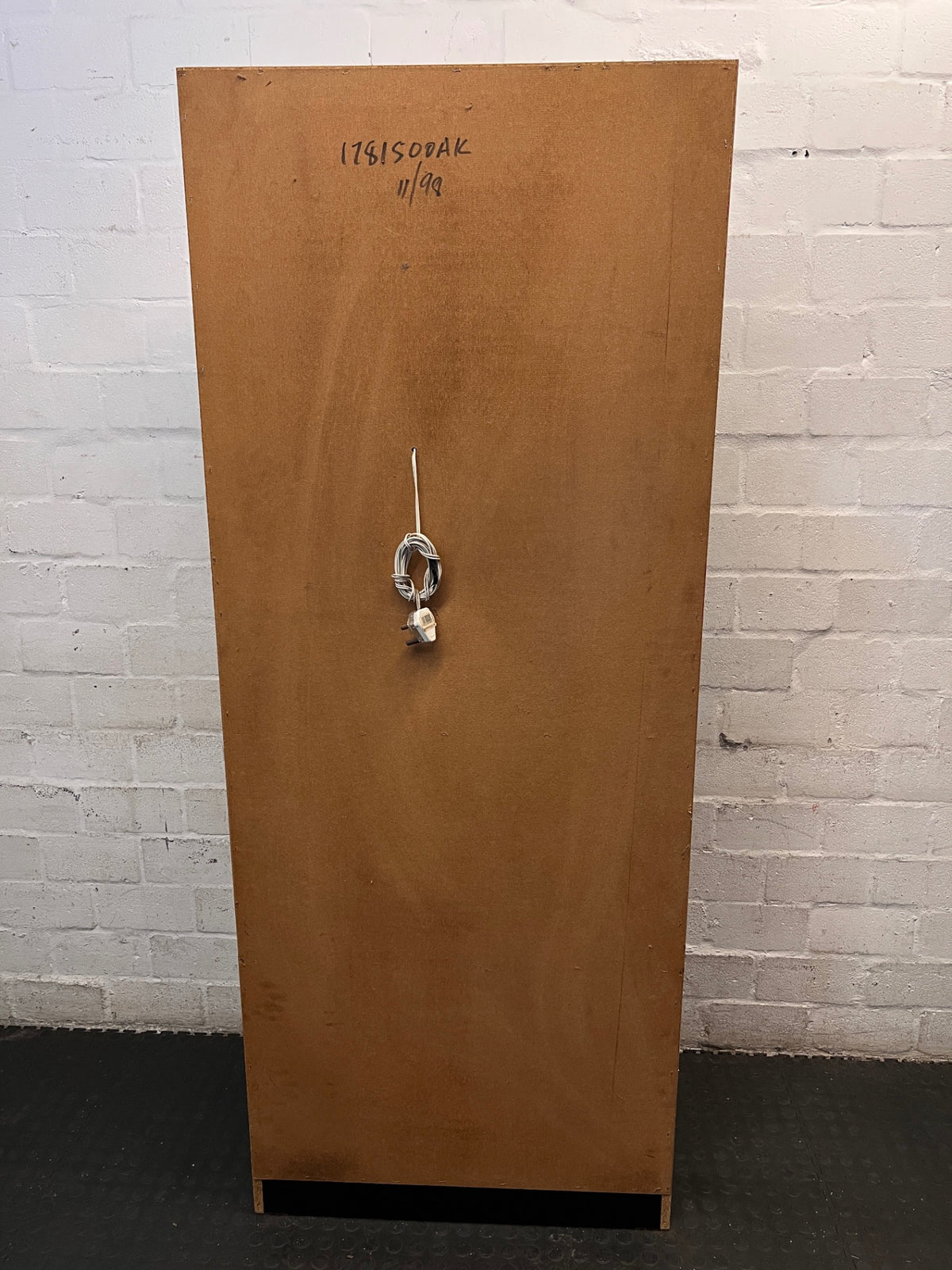 Glass-Fronted Wooden Lounge Cabinet with Diamond Detail – back view
