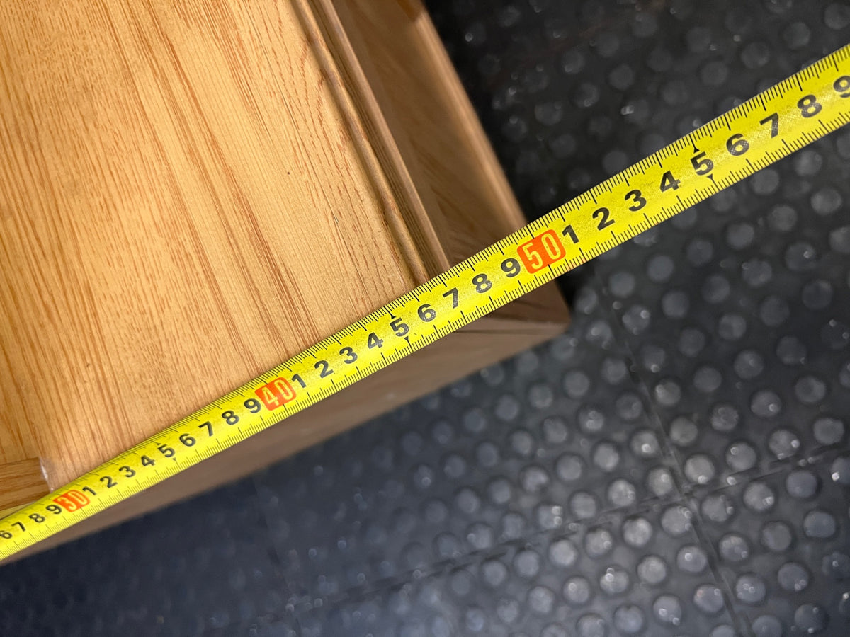 Glass-Fronted Wooden Lounge Cabinet with Diamond Detail – depth measurement