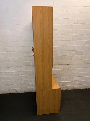 Glass-Fronted Wooden Lounge Cabinet with Diamond Detail – top view