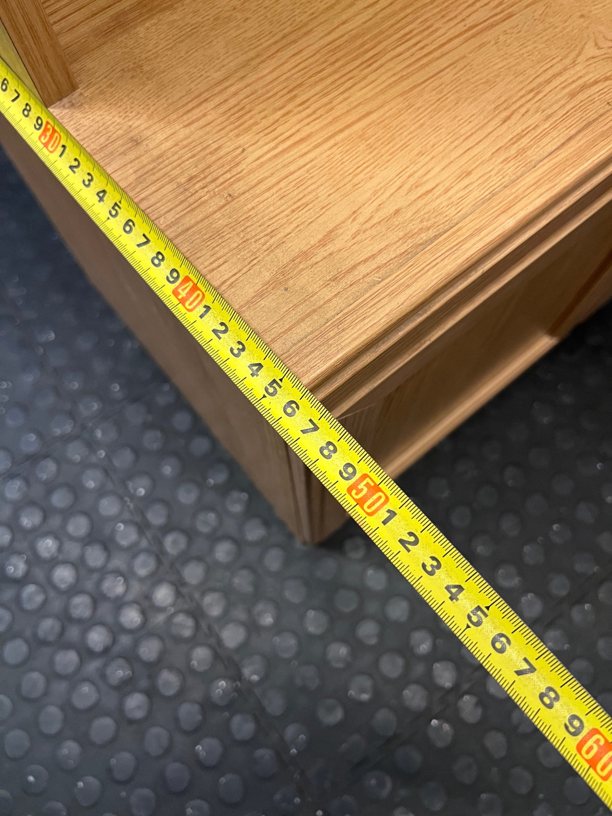 Light Wood Finish Tall Lounge Cabinet with Shelving – depth measurement