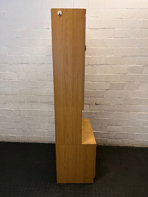 Light Wood Finish Tall Lounge Cabinet with Shelving – top view