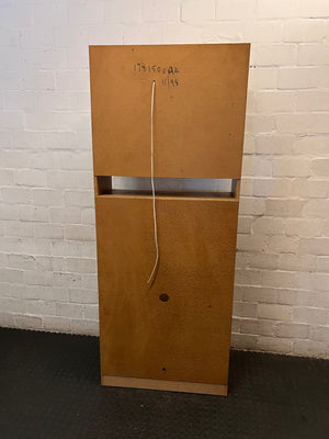 Oak Finish Display Cabinet with Diamond Glass Doors – back view
