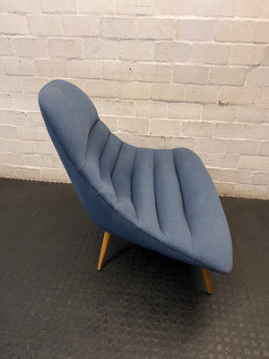 Modern Blue Upholstered Accent Chair with Tapered Wood Legs – back view