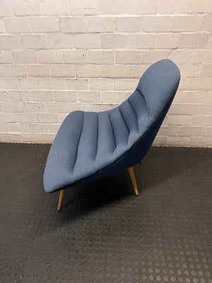 Modern Blue Upholstered Accent Chair with Tapered Wood Legs – side view