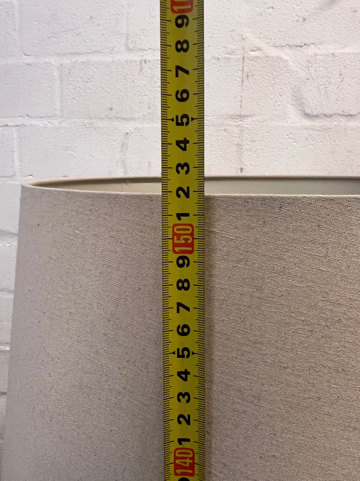 White Tripod Floor Lamp with Fabric Drum Shade – height measurement