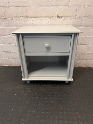 Grey Single Drawer Bedside Table with Open Shelf – main front view