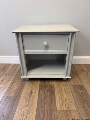 Grey Single Drawer Bedside Table with Open Shelf – styled product image