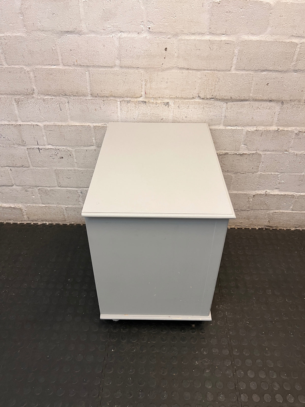Grey Single Drawer Bedside Table with Open Shelf – top view