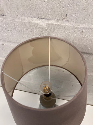 Classic Turned Wood Table Lamp with Tapered Shade – back view