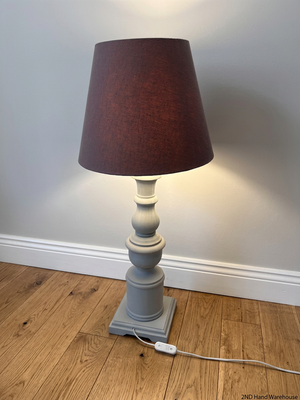 Classic Turned Wood Table Lamp with Tapered Shade – styled product image