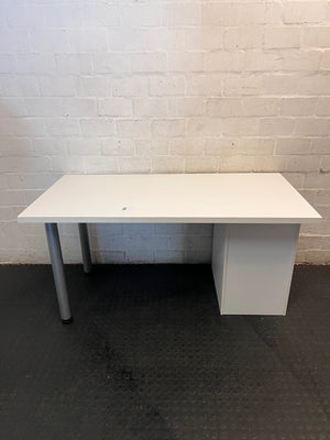 White Office Desk with 4-Drawer Pedestal – top view