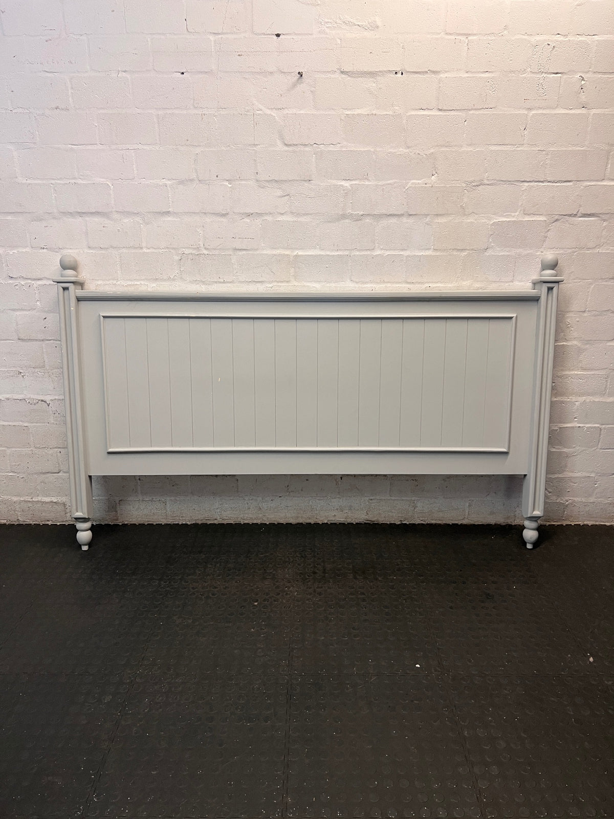 Classic Panelled King Wood Headboard in Light Grey – main front view