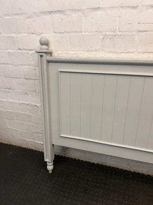 Classic Panelled King Wood Headboard in Light Grey – side view