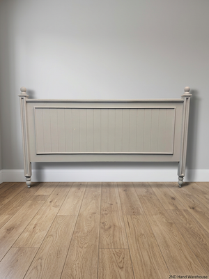 Classic Panelled King Wood Headboard in Light Grey – styled product image