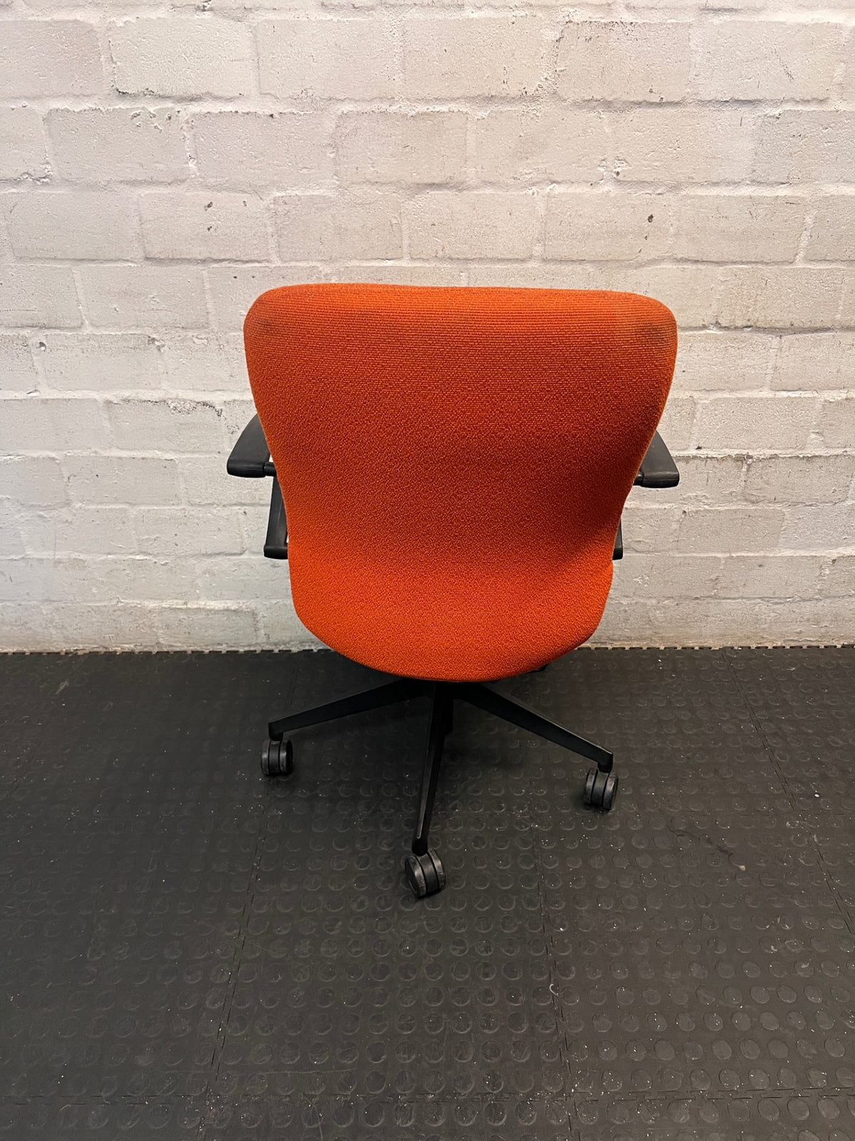 Two-Tone Orange and Black Office Swivel Chair – back view