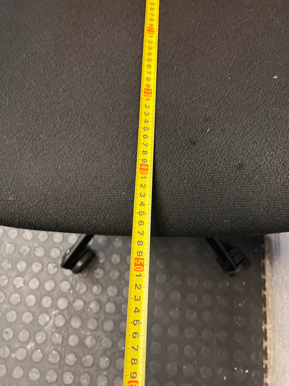 Two-Tone Orange and Black Office Swivel Chair – depth measurement