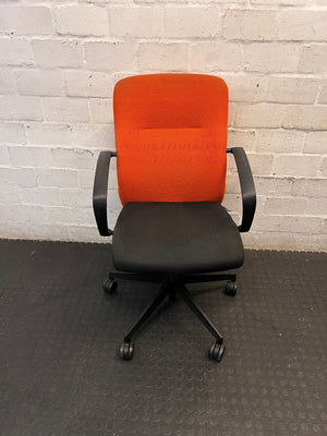 Two-Tone Orange and Black Office Swivel Chair – main front view