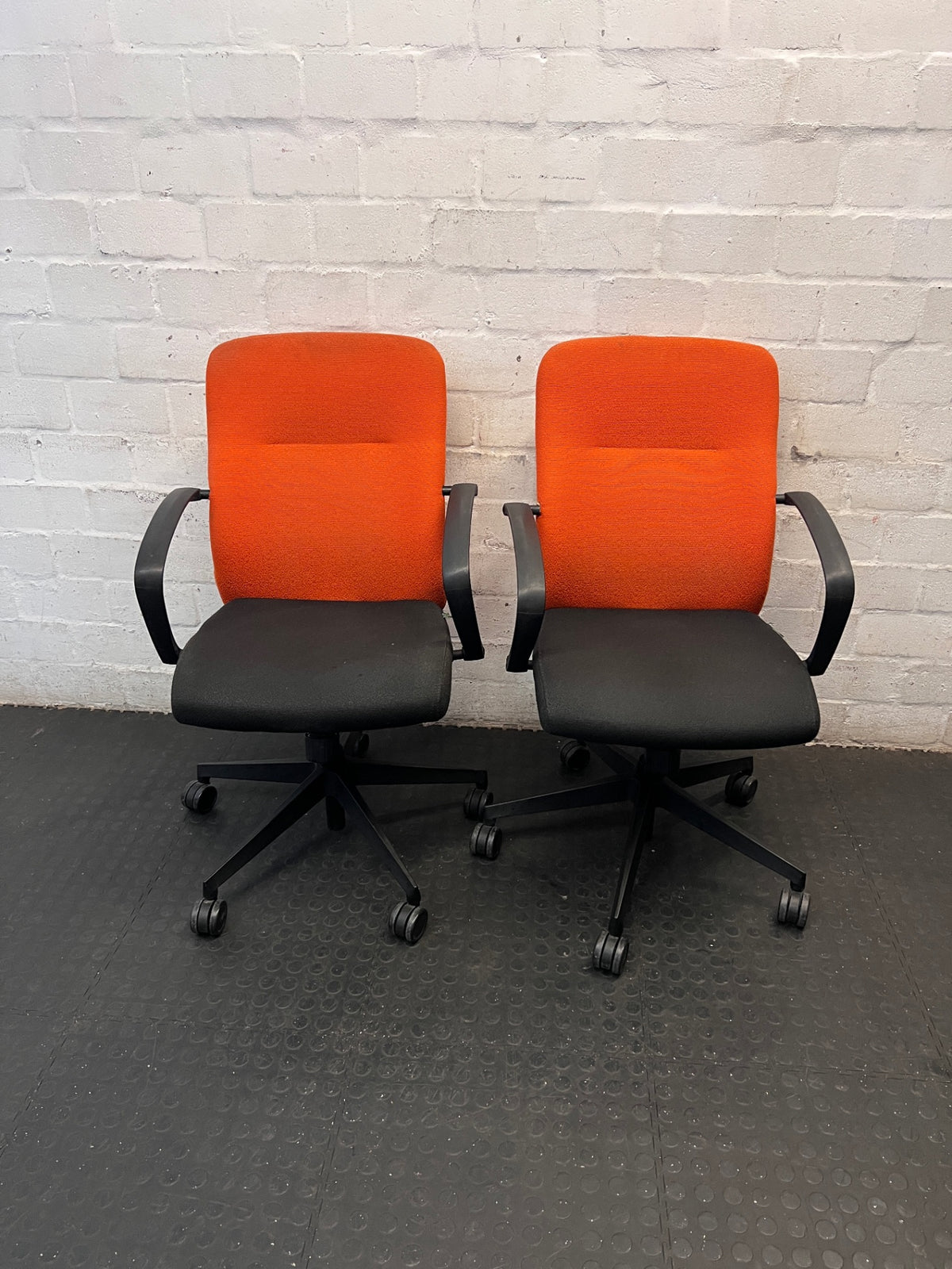 Two-Tone Orange and Black Office Swivel Chair – side view