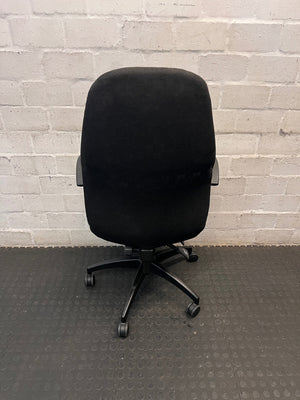 High-Back Fabric Swivel Office Chair in Black – condition detail