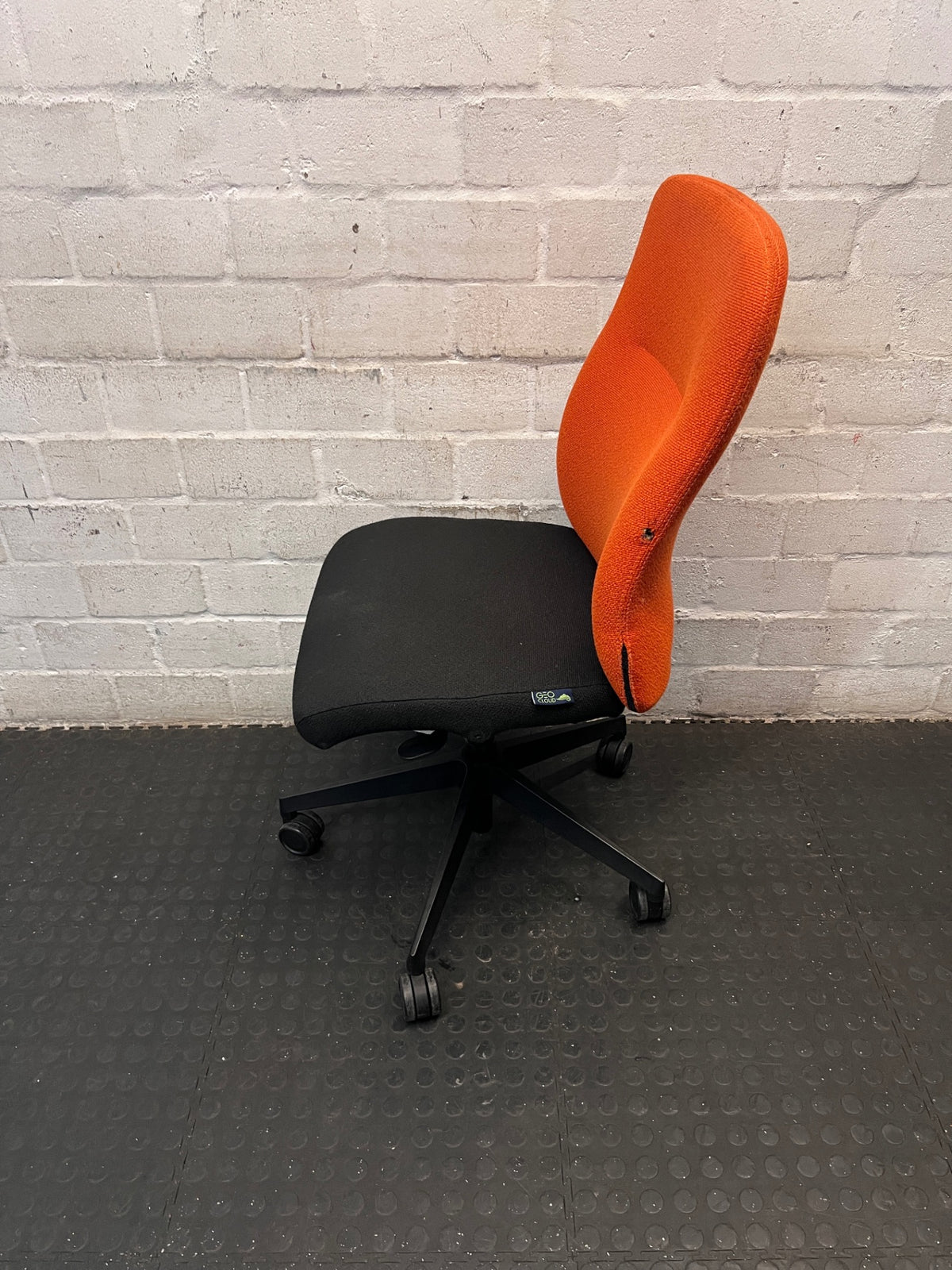Orange and Black Upholstered Office Chair – side view