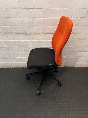 Orange and Black Upholstered Office Chair – side view