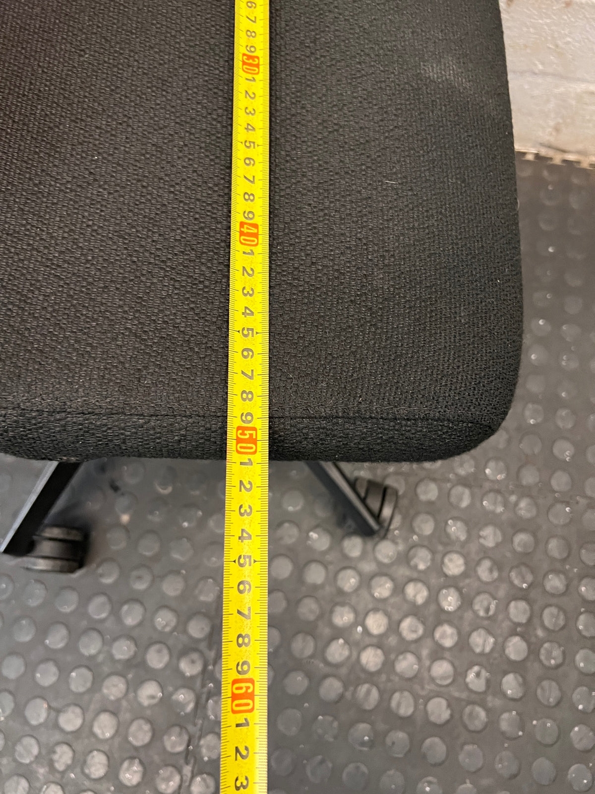 Orange and Black Upholstered Office Chair – width measurement