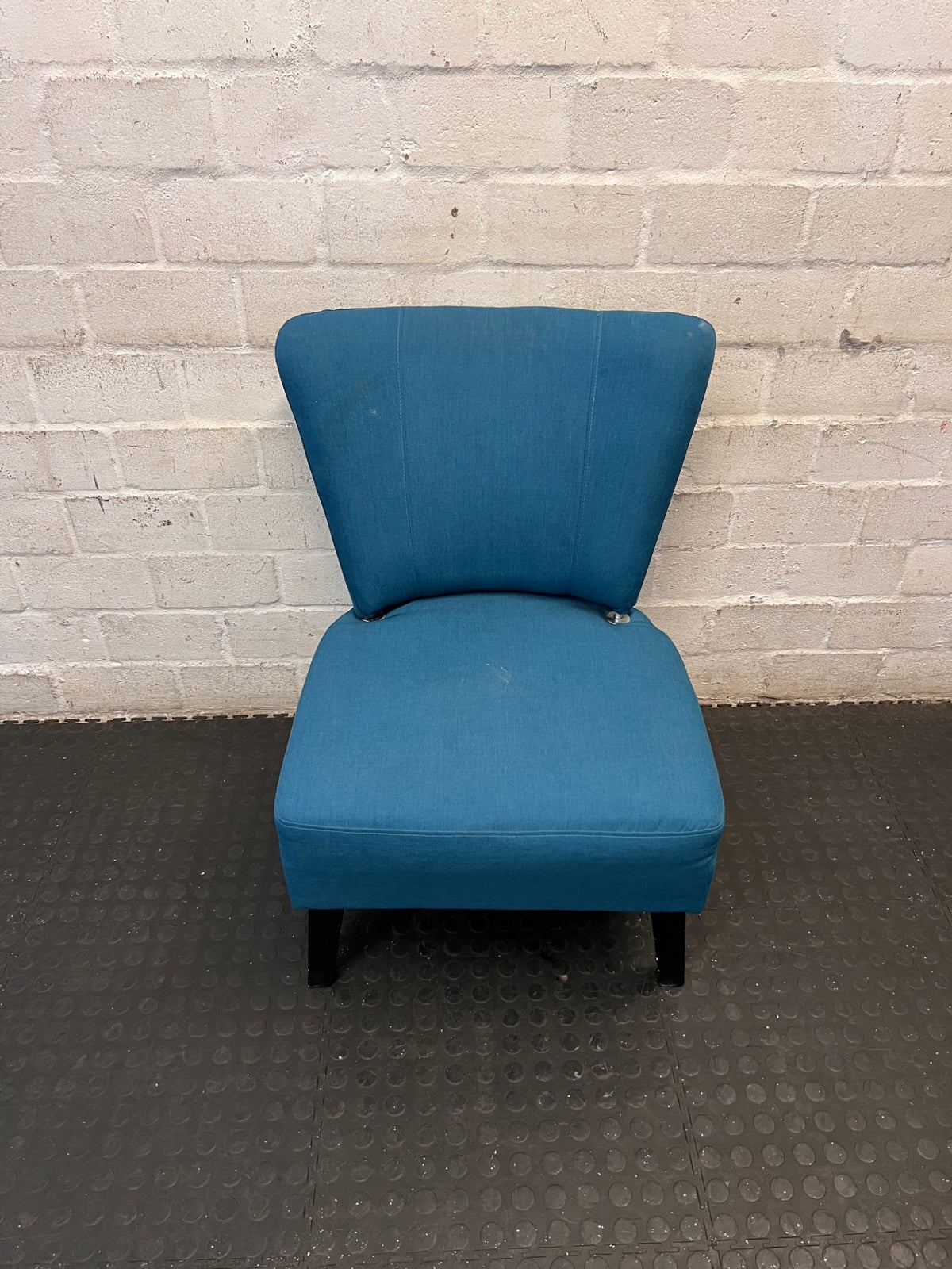 Teal Upholstered Armless Accent Chair – main front view