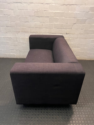 Black Fabric 2 Seater Couch with Silver Legs – side view