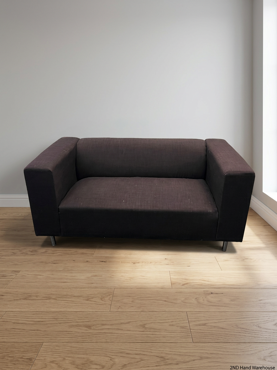 Black Fabric 2 Seater Couch with Silver Legs – styled product image