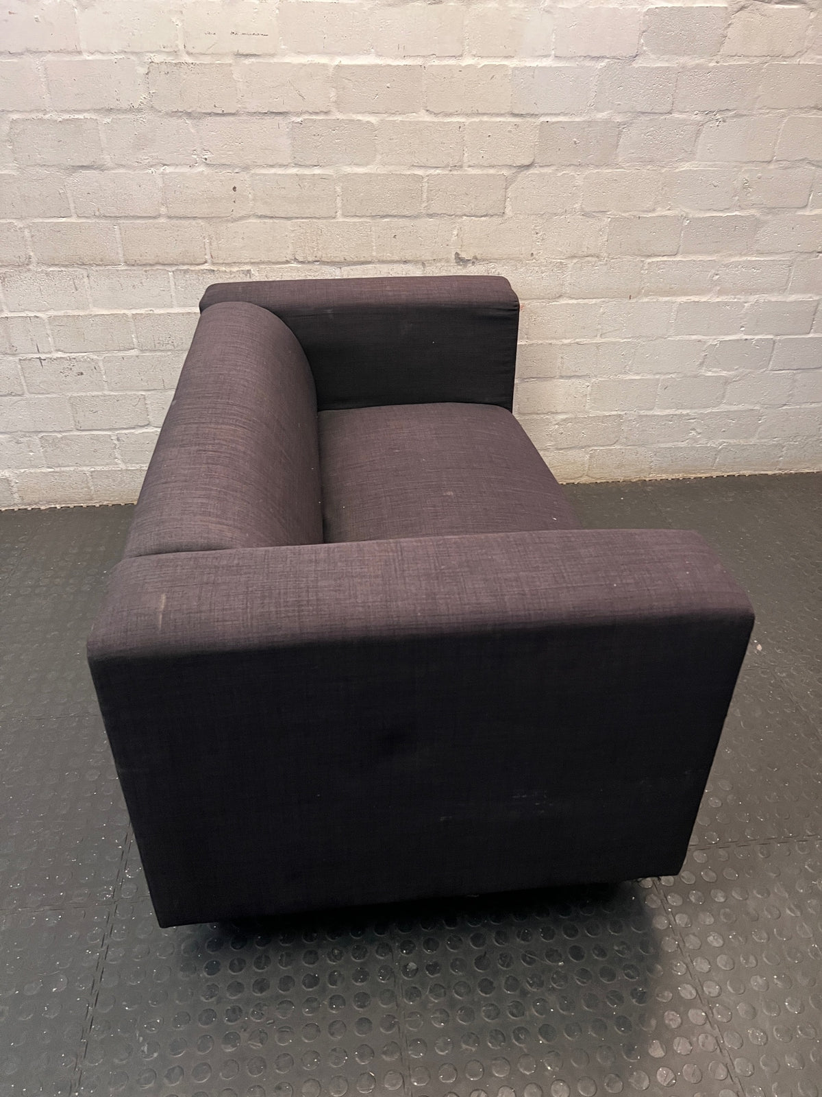 Black Fabric 2 Seater Couch with Silver Legs – top view