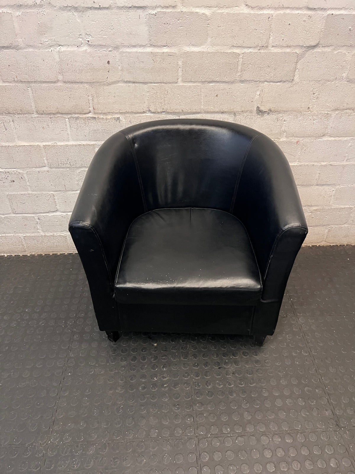 Black Faux-Leather Tub Chair – main front view