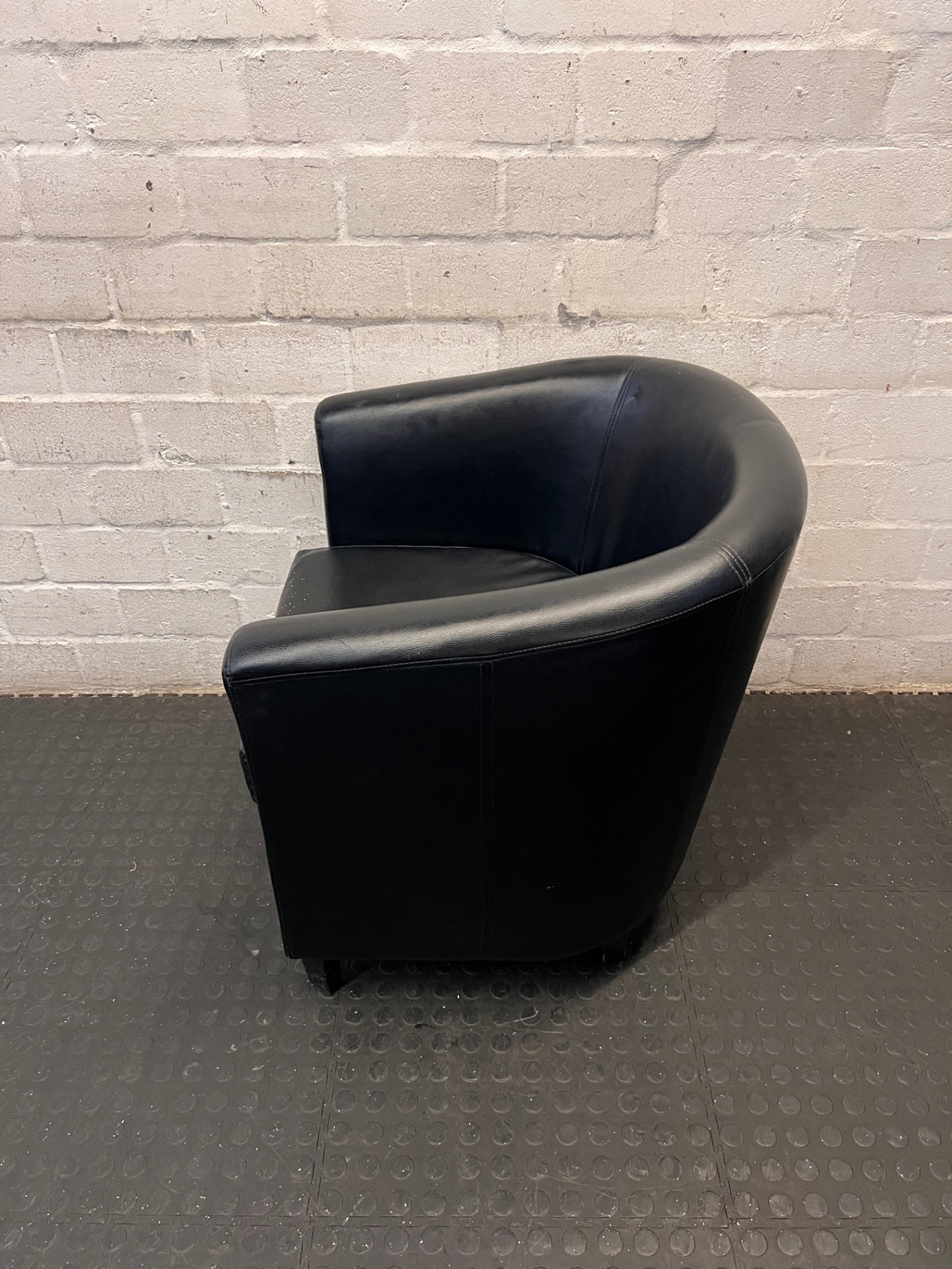Black Faux-Leather Tub Chair – side view