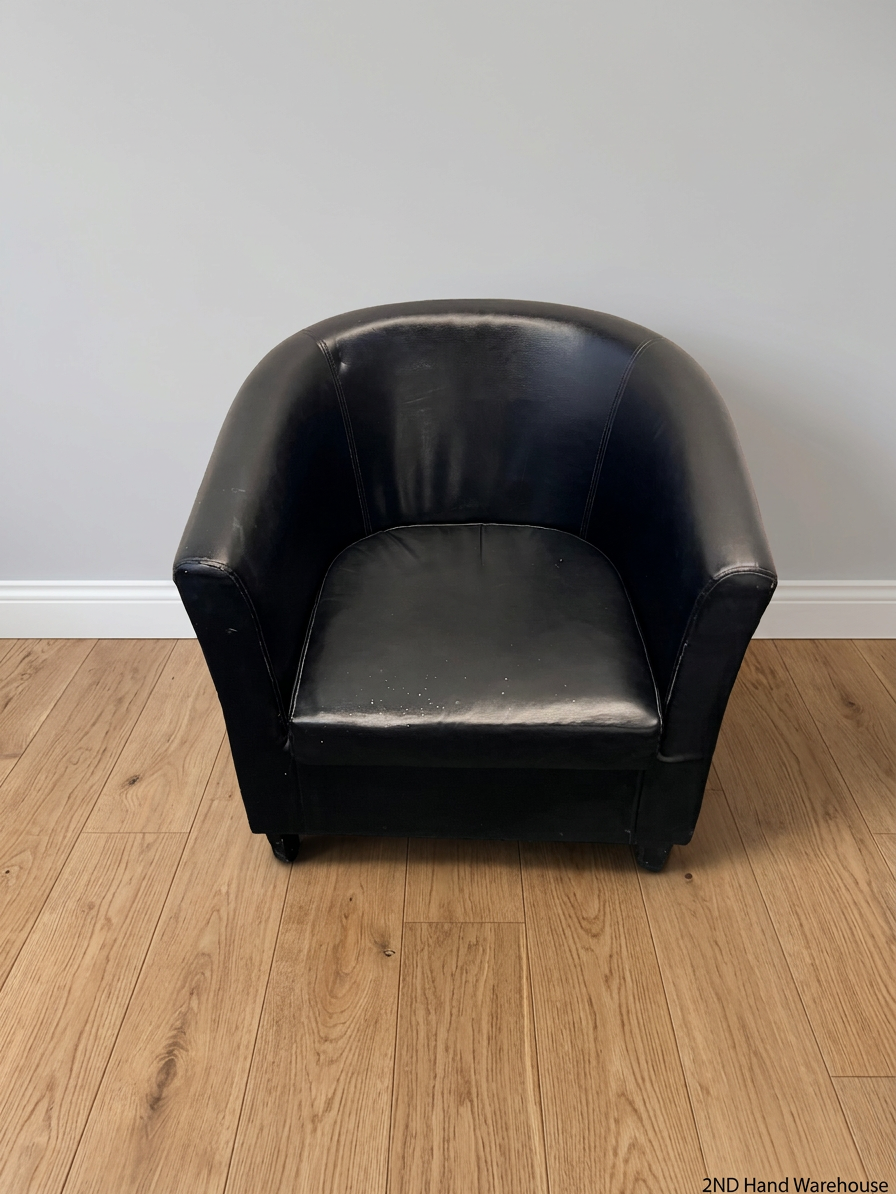 Black Faux-Leather Tub Chair – styled product image