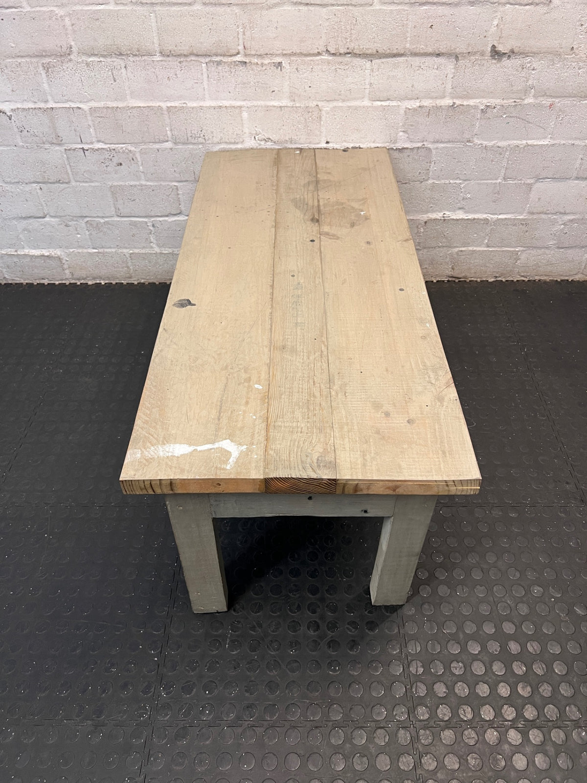 Whitewashed Rectangular Wooden Coffee Table – back view