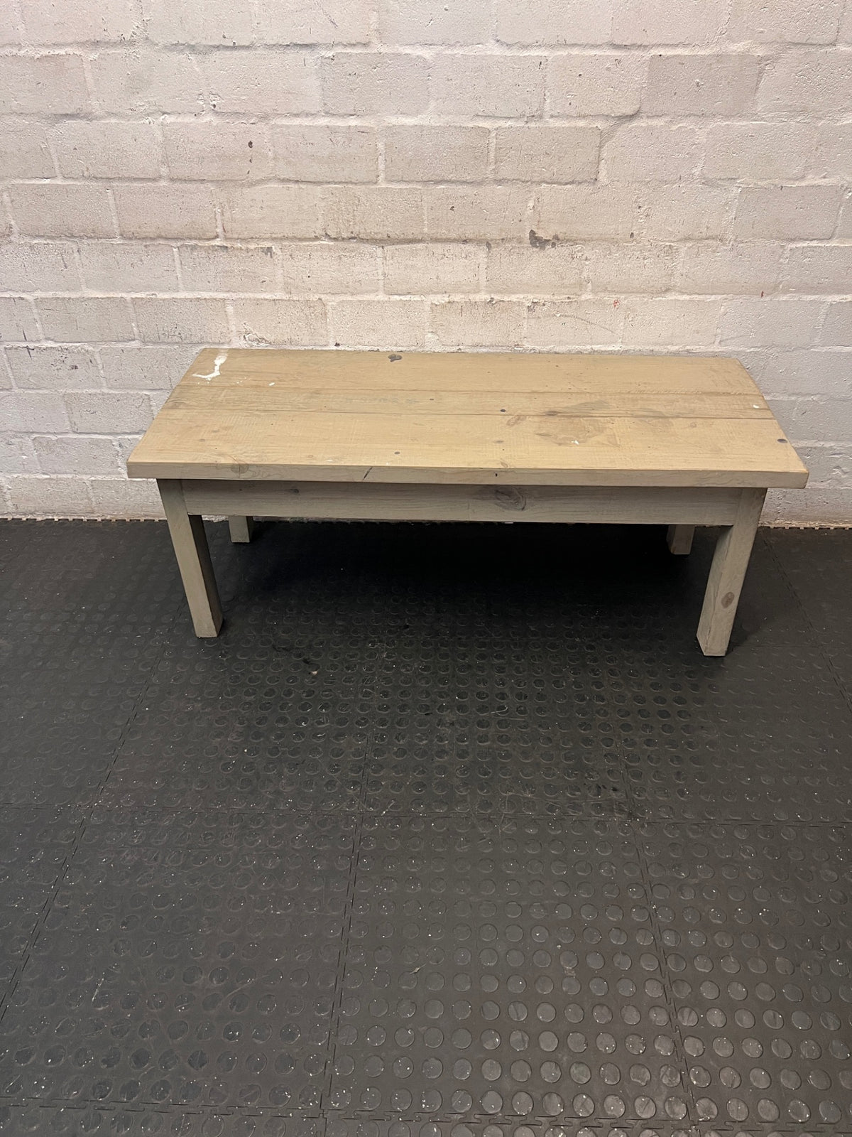 Whitewashed Rectangular Wooden Coffee Table – main front view