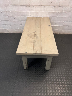 Whitewashed Rectangular Wooden Coffee Table – side view
