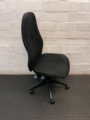 High-Back Black Fabric Office Swivel Chair – back view