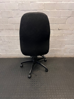 High-Back Black Fabric Office Swivel Chair – condition detail