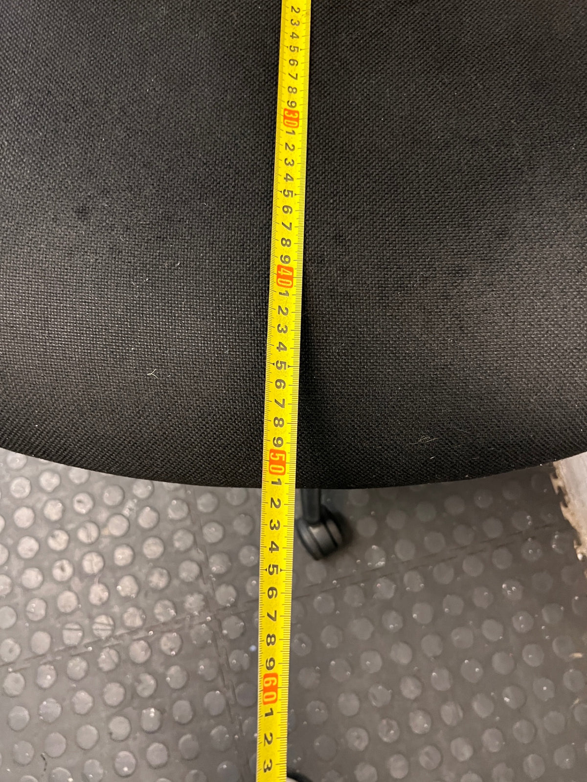 High-Back Black Fabric Office Swivel Chair – depth measurement