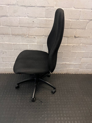 High-Back Black Fabric Office Swivel Chair – side view