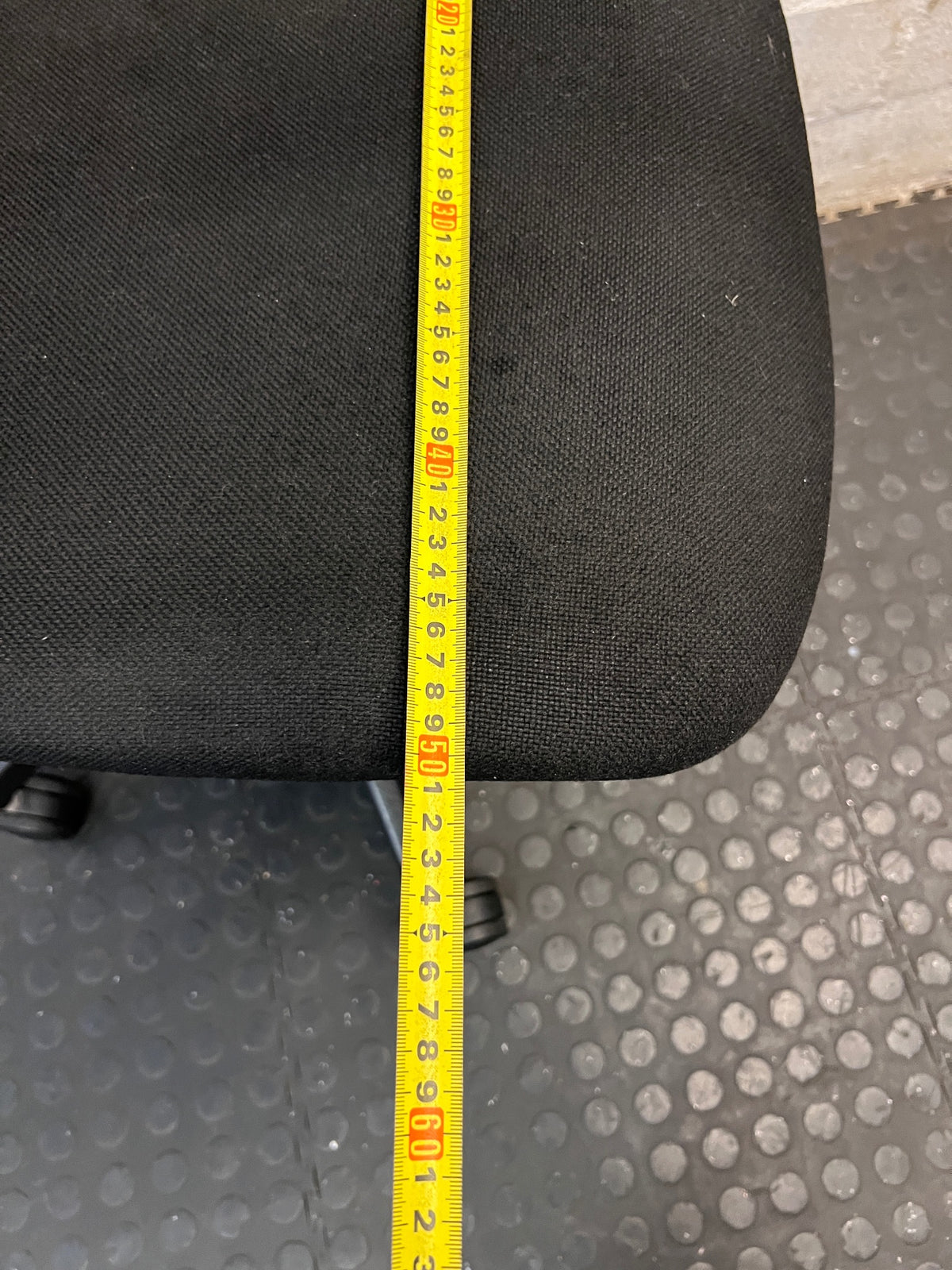 High-Back Black Fabric Office Swivel Chair – width measurement