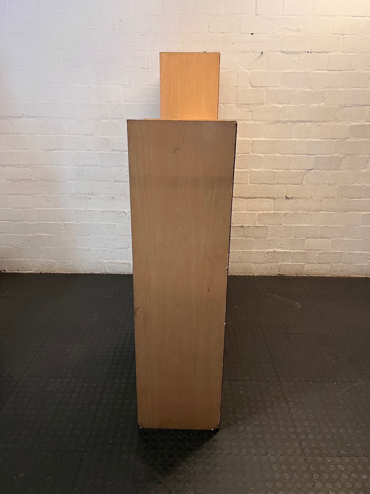 Light Wood Finish Tiered TV Unit with Shelving – top view